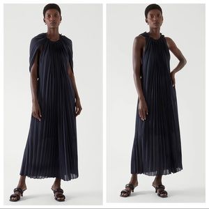 COS Navy Maxi Pleated Dress